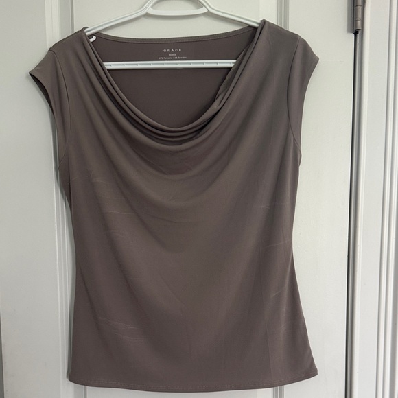 Grace Women's Cowl Neck Blouse - Taupe - Picture 1 of 3